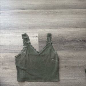American Eagle Outfitters Sage Green Camisole with Lace Trim